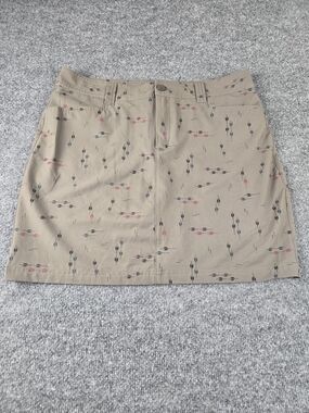 Eddie Bauer Tan Mini Skort with Subtle Multicolor Motif Size 10 #298